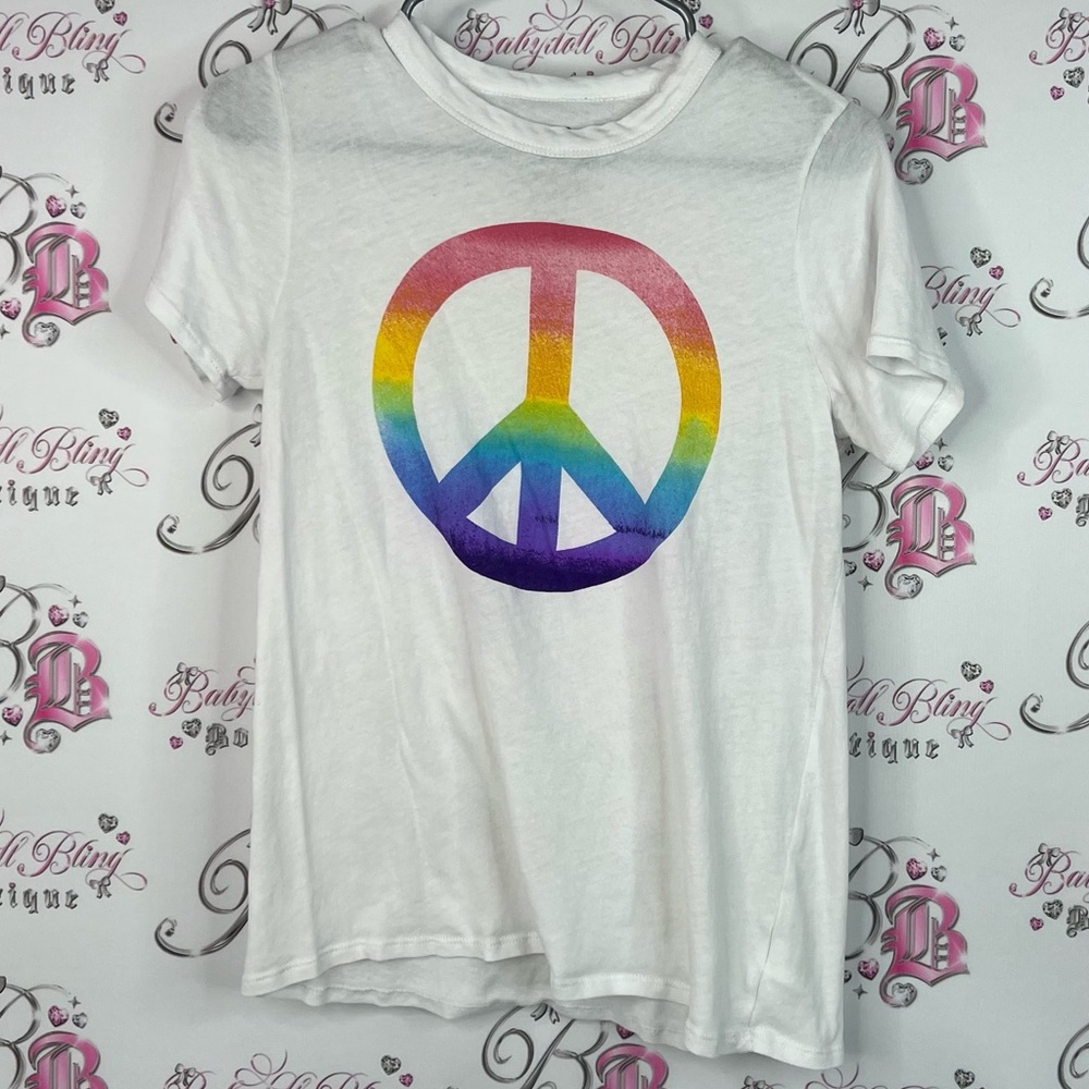 Chasor tee tshirt rainbow graphic top Peace Sign T-Shirt